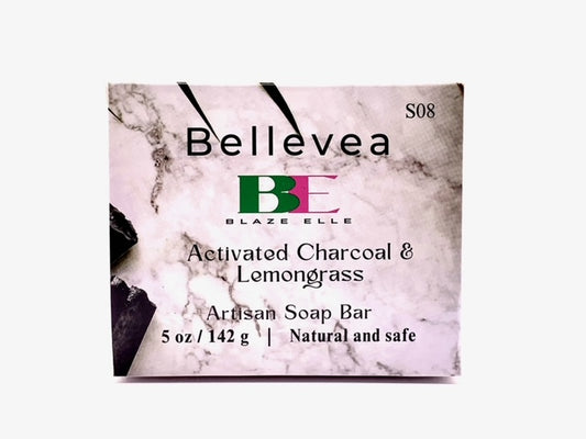 5oz Bellevea Artisan Soap Bar, Activated Charcoal & Lemongrass