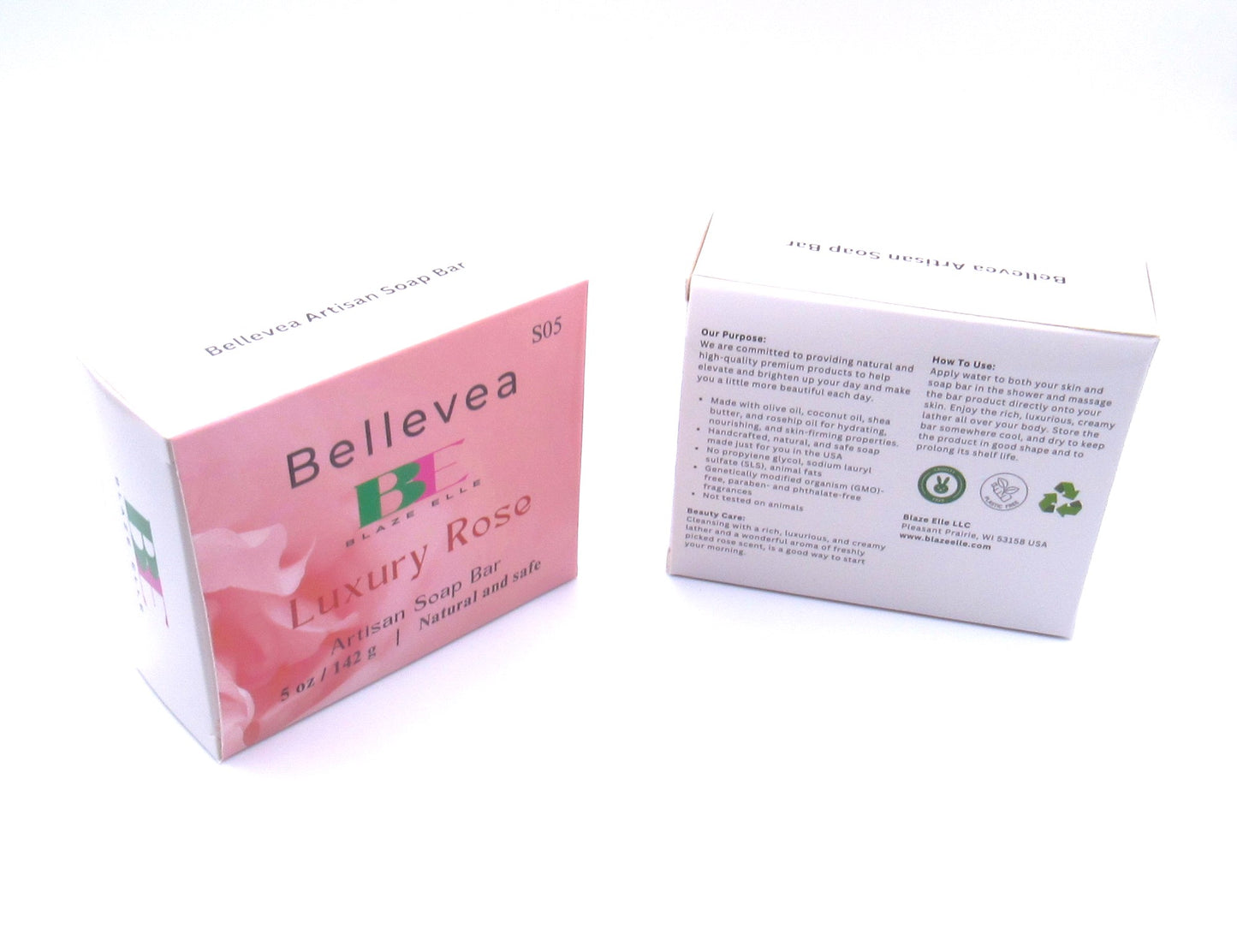 5oz Bellevea Artisan Soap Bar, Luxury Rose