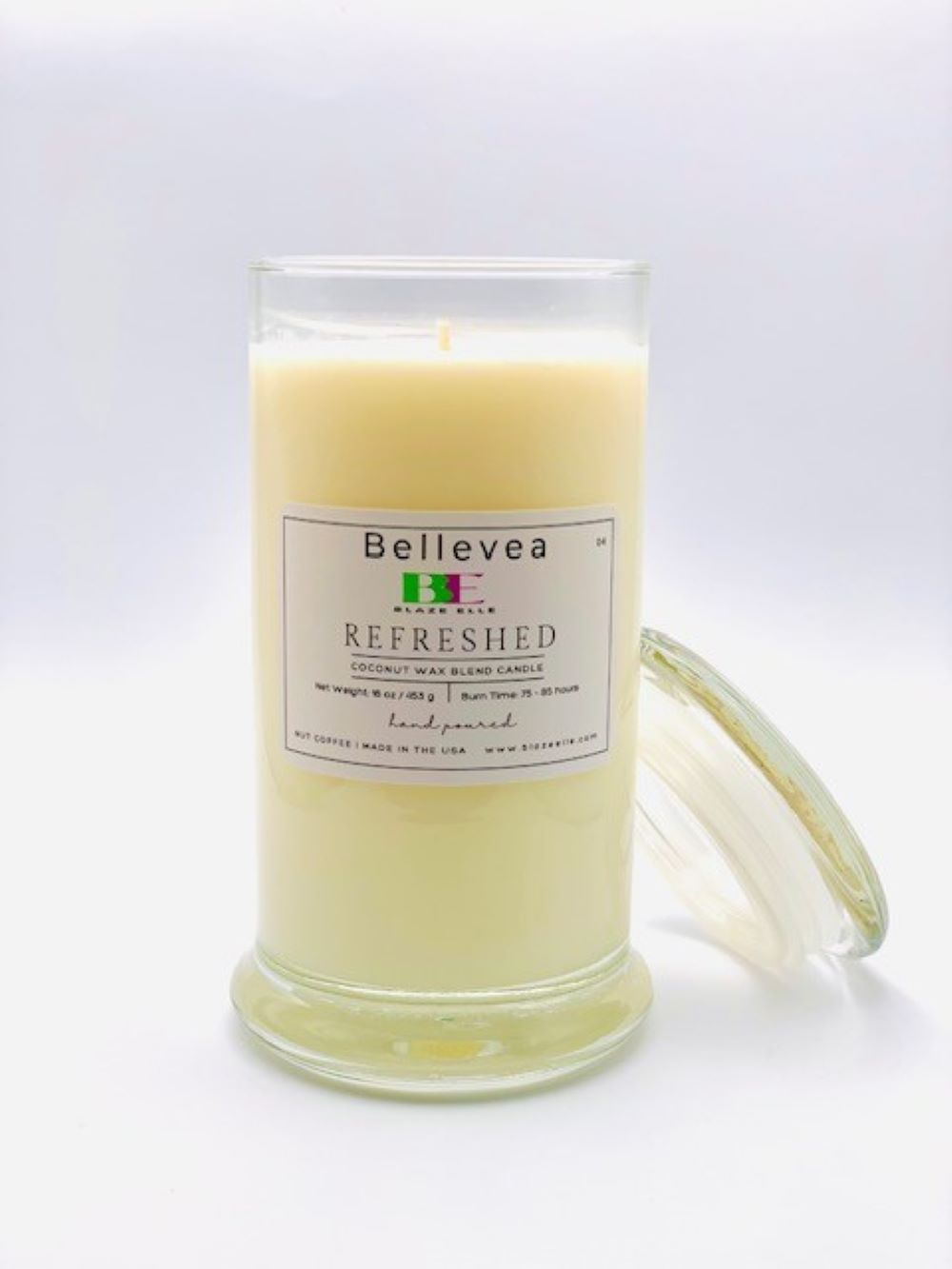 16oz Bellevea Refreshed Candle, the scents of coffee, vanilla and macadamia nuts