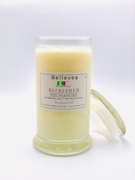 16oz Bellevea Refreshed Candle, the scents of coffee, vanilla and macadamia nuts