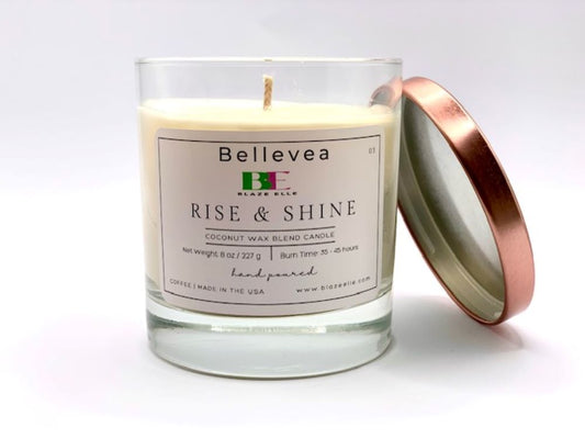 8oz Bellevea Rise & Shine Candle, the scent of coffee