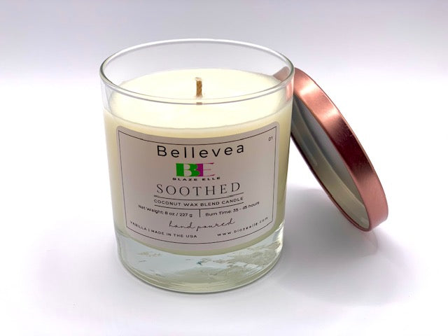 8oz Bellevea Soothed Candle, the scent of vanilla