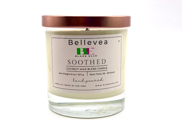 8oz Bellevea Soothed Candle, the scent of vanilla