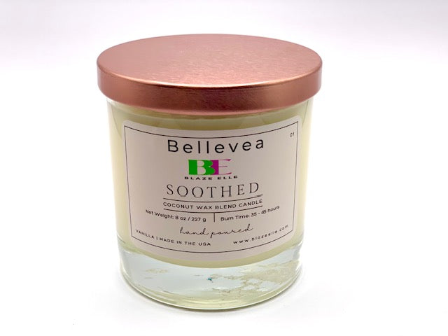 8oz Bellevea Soothed Candle, the scent of vanilla